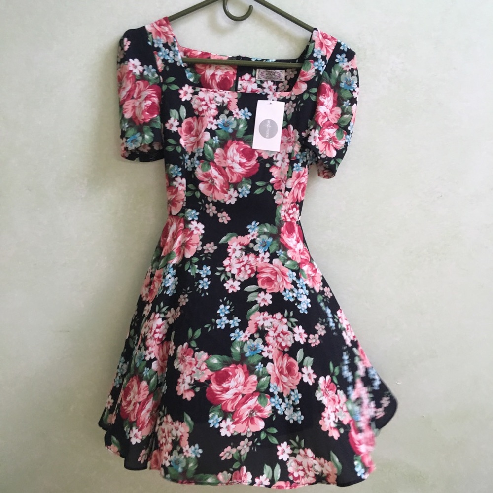 NEW Korean Silk Floral Mini Dress